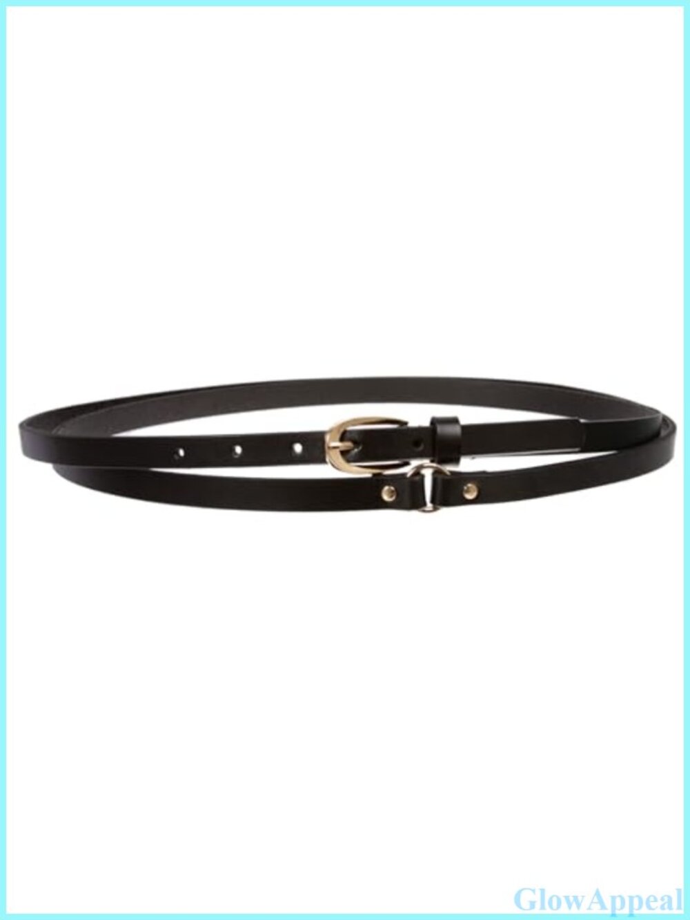 Skinny Solid Leather Double Wrap Belt 1/2" Gold-Tone Hardware